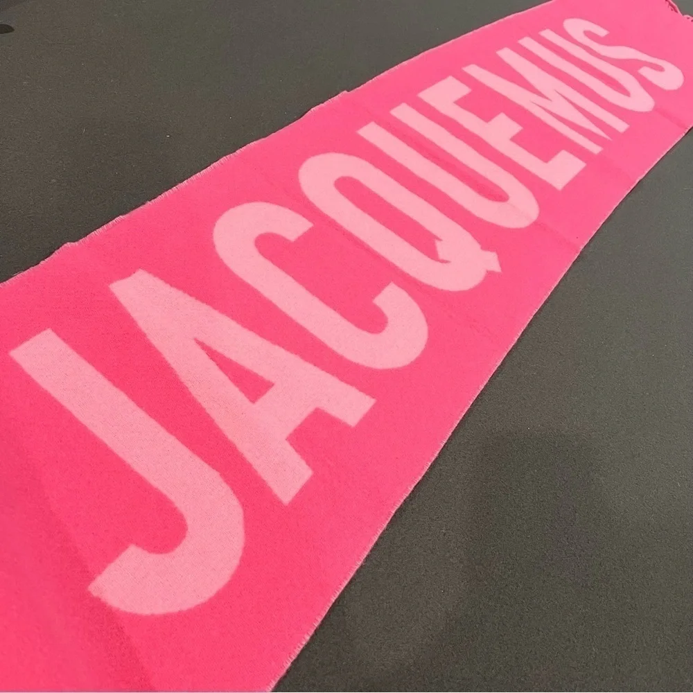 Jacquemus Pink Fringe Logo Scarf - Picture 4 of 14